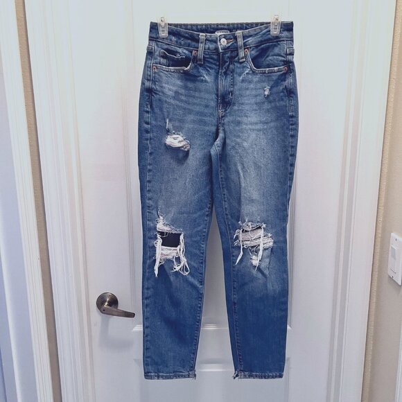 Old Navy-4 Pairs-Black, Gray, Blue-Size 0-Distressed-High Rise-OG Straight-Droit - Picture 9 of 15